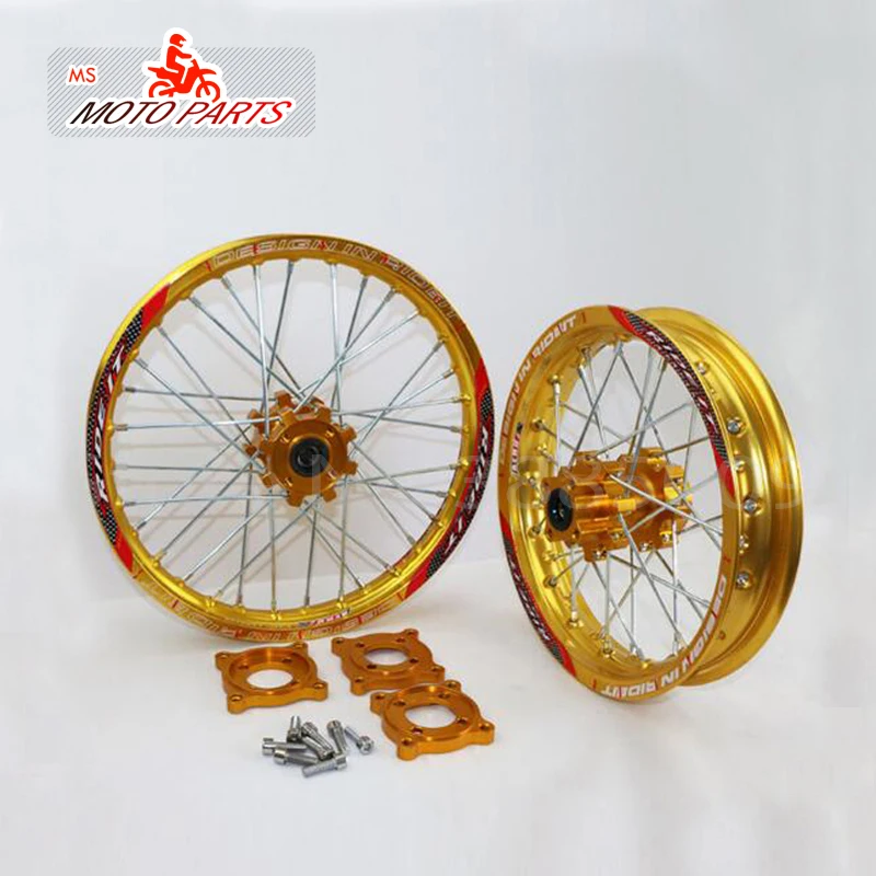 15 мм передняя 1,40-1" Задняя 1,85-12" обод колеса из сплава с ЧПУ ступица для KAYO HR-160cc TY150CC Dirt/Pit bike 12 14 дюймов Золотое колесо