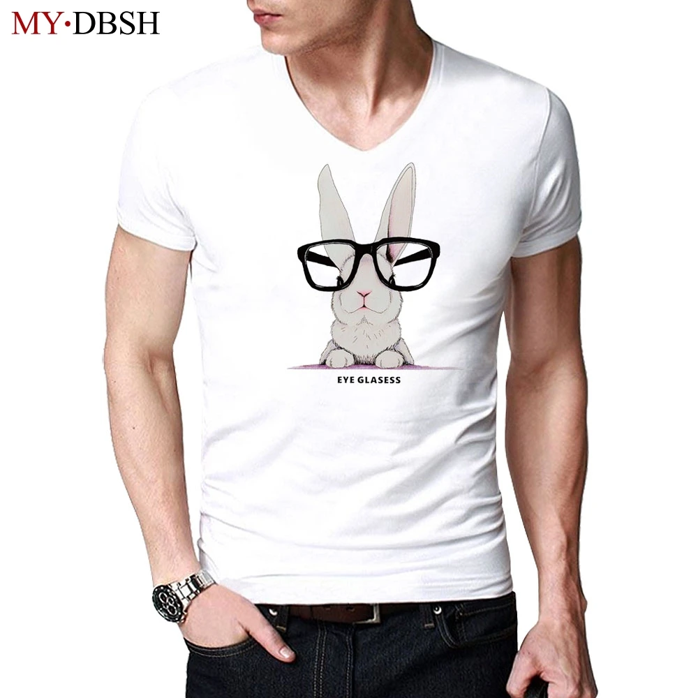 

Summer Funny Glasses Rabbit Mens t-shirts Creative Design Lovely t shirt Men/Women Cheap sale Brand Good quality summer tshirts
