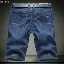 82 Бесплатная доставка эластичные джинсовые шорты мужские летние тонкие колен джинсы повседневные Большие размеры Капри свободные