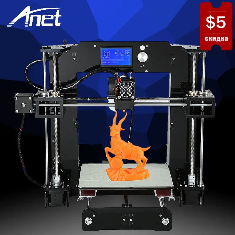 Upgraded Anet A6 3D Printer High Precision Prusa i3 Easy Assembly Filament Kit 8GB SD Card LCD Screen Hot Bed Moscow Warehouse