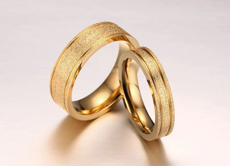 Big Discount Titanium Steel Gold Color Couple Ring For Men Women Lovers Wedding Band Alliance Bridal Jewellery Sets