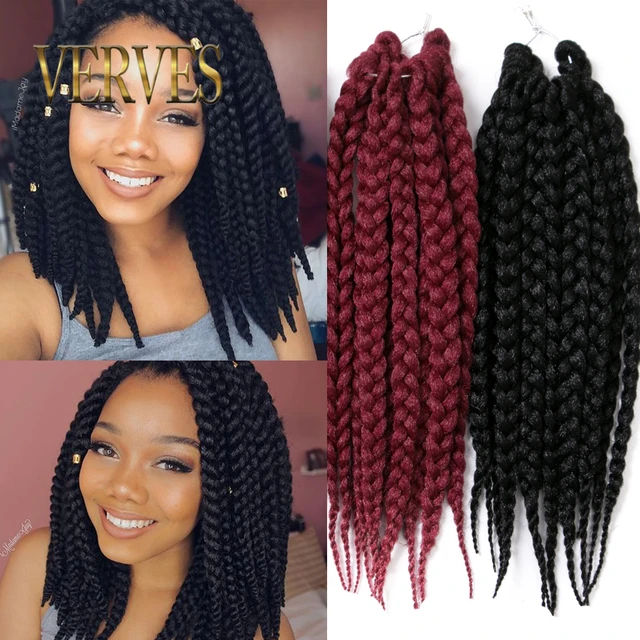 Box Braids Hair Crochet 14inch Crochet Hair Extensions Yaki Synthetic ...