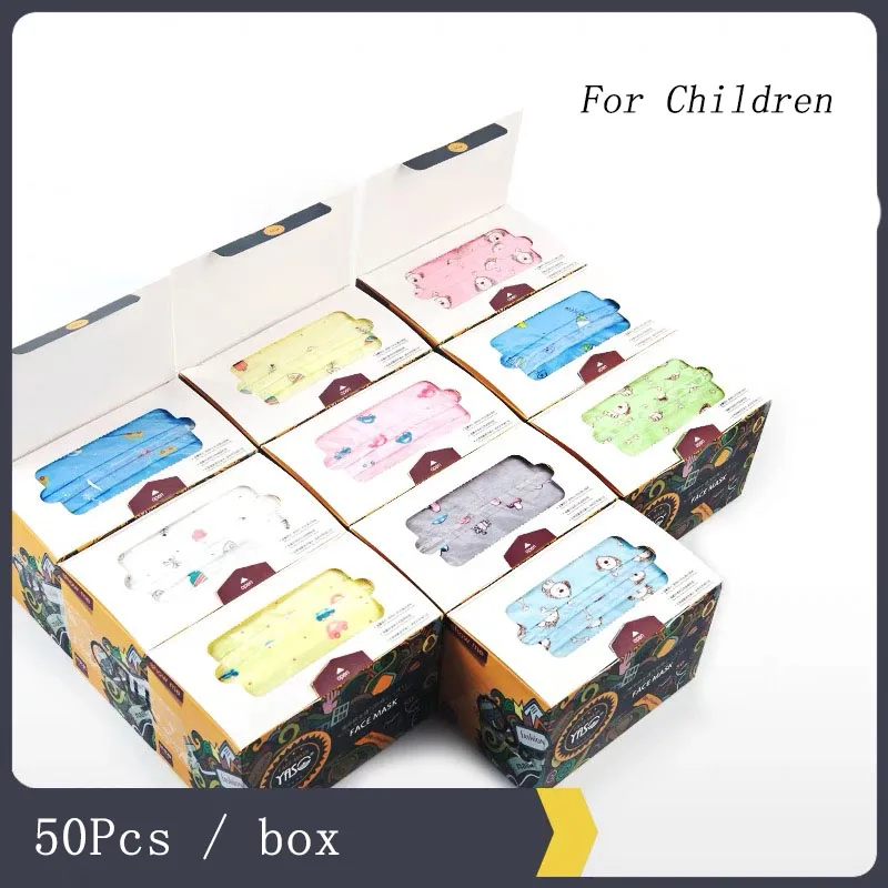 

50pcs girls boys disposable mouth masks Cartoon children Masks kids anti dust mask Windproof Mouth-muffle Flu Face mask маск