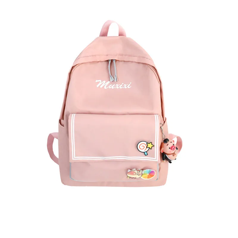 2019 new Korean version of the solid color band badge college soft back backpack High quality high school student | Багаж и сумки