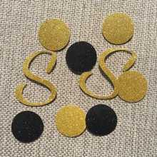 Персонализированные пользовательские письмо монограмма стол блестящая бумага золотые и черные круги Конфетти День Рождения для новобрачных, вечеринка в честь новорождённого украшения