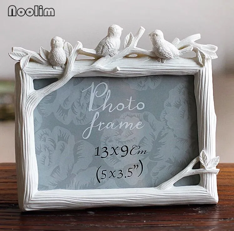 

NOOLIM Retro Decor Crafts Photo Frame Creative Resin Bird and Tree Picture Frame Vintage Photo Frame Wedding Home Decor Ornament