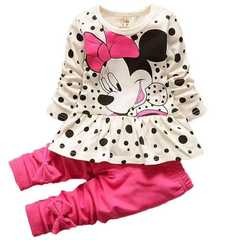 

Baby Girls Causal Cartoon Minnie sets Children Dot T- Shirt +Pants Suits outfit Clothes toddler spring Sport clothes kids