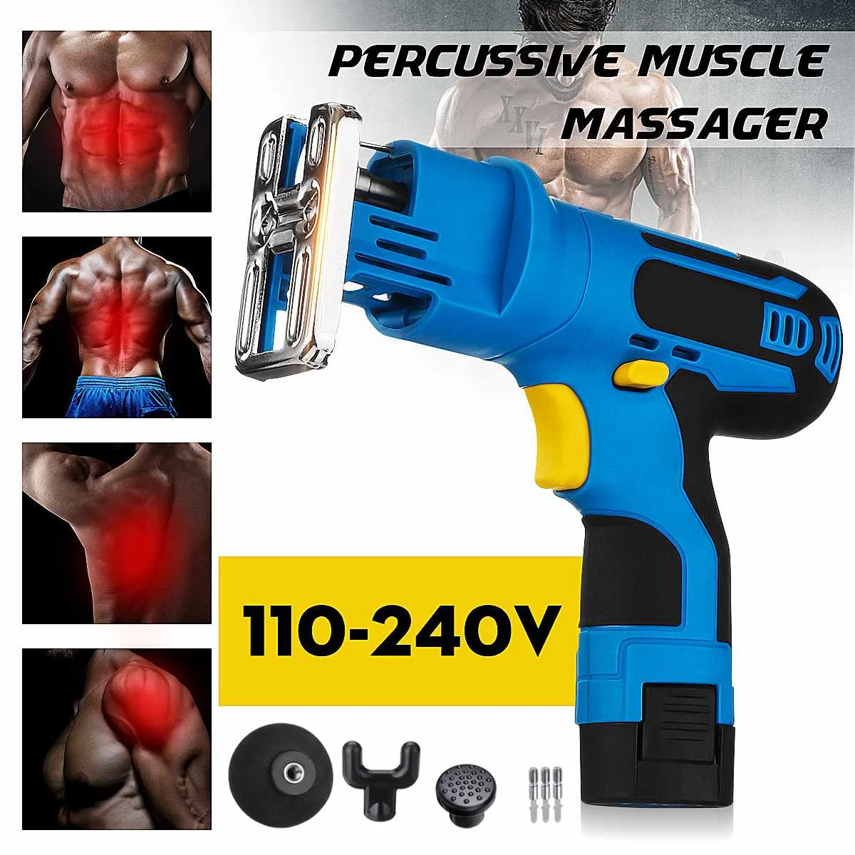 

Professional 12V 2100/min Massage for Gun Rechargeable Muscle Massager Relax Body Slimming Relief+3 Tips 3 Connectors