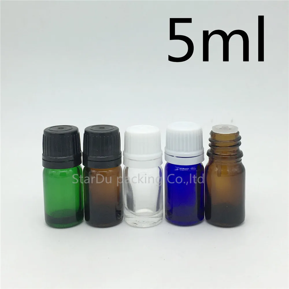 

High-quality 100pcs/lot 5ML Amber Glass Bottle Vials Essential Oil Bottle, 5cc Perfume Bottles anti-theft Cap With Plug