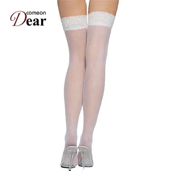 

Comeondear Drop Shipping Silk Feeling White Lace Thigh High Body Stocking Lenceria Sexy Mujer B2052 High Quality Knee Socks