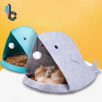 

Cute Shark Shape Cat Dog Bed Felt Fabric Pet Bed Disassembled Washable Pet Toys Pet Supplies -3