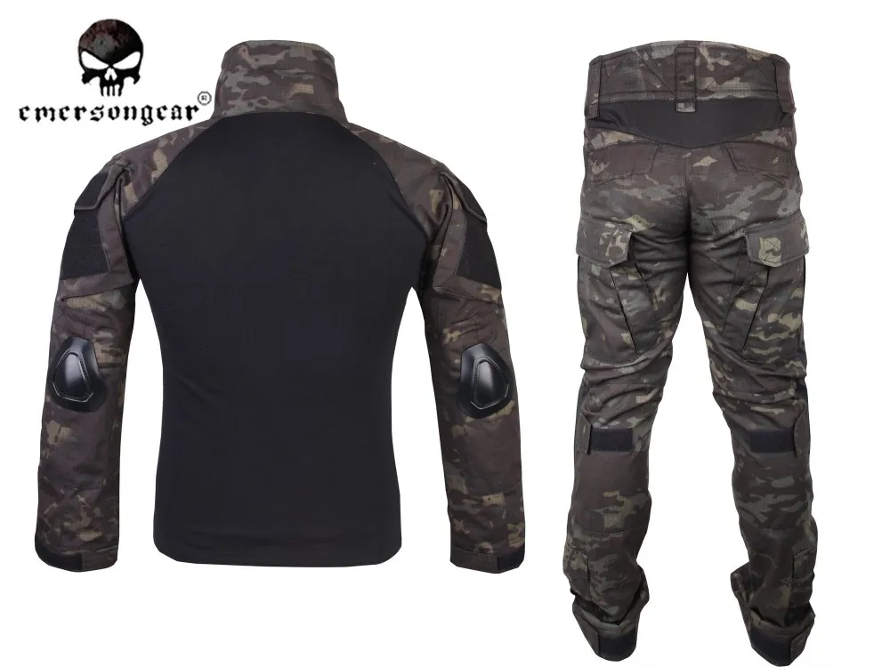 Военная тактическая одежда страйкбол охота EMERSON BDU униформа Combat Gen2 рубашка и брюки колено локоть Pa мультикам черный AOR