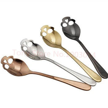 

300pcs Stainless Steel Coffee Spoons Skull Shaped Ice Cream Tea Spoons Tableware Kitchen Tools Size 15.1*3.4*0.25 cm