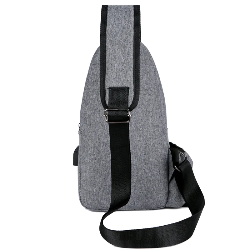 Нагрудная сумка мужская с боковым карманом для бутылки Холщовая Сумка на ремне(USB зарядка интерфейс) большая сумка через плечо