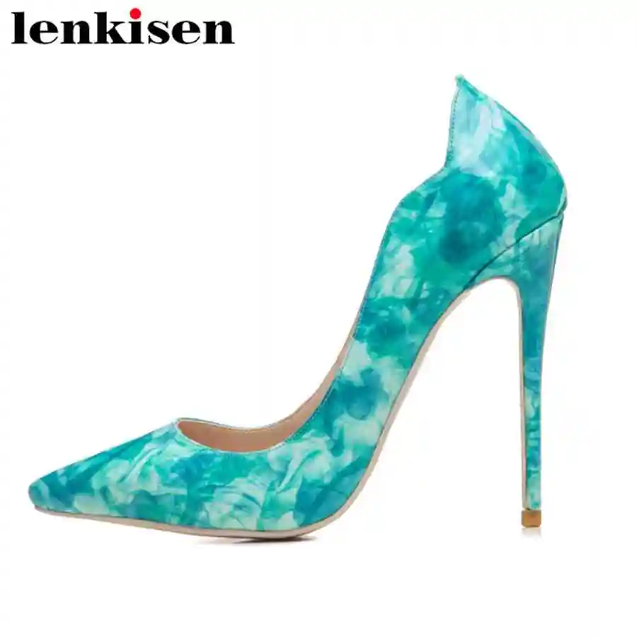 

Lenkisen solid patent leather pointed toe slip on shallow super high heels large size office career office lady women pumps L5f2