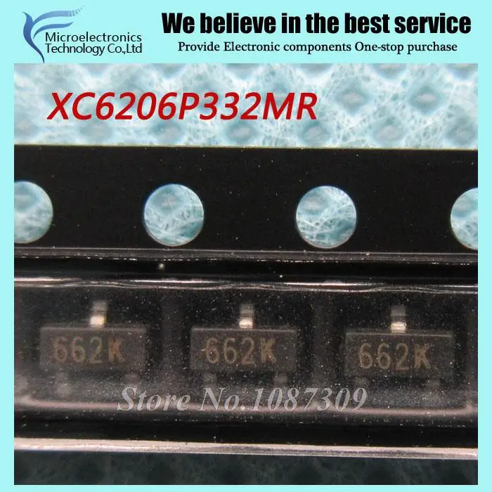 50pcs free shipping XC6206P332MR 662K XC6206 3.3V/0.5A Positive Fixed ...