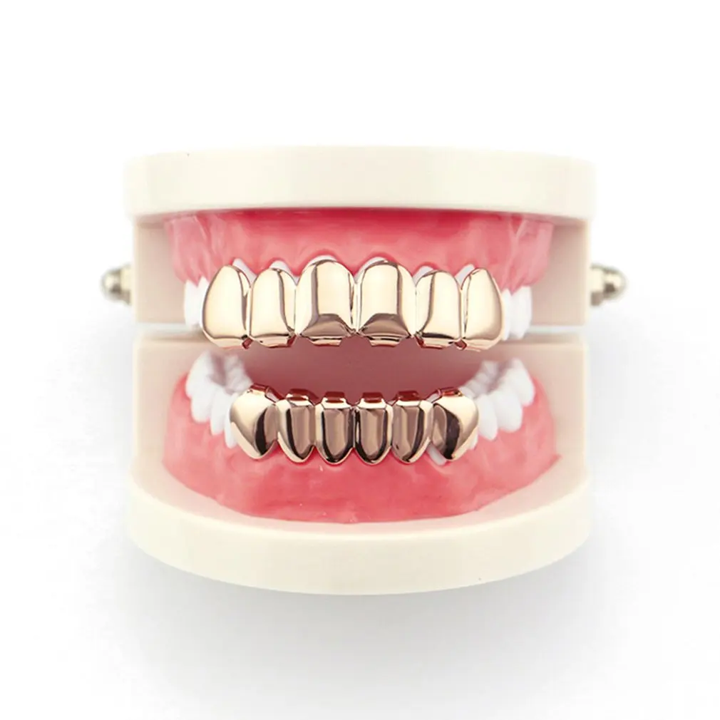 

High quality Electroplate Copper Hip Hop Teeth Top & Bottom Teeth For Christmas Halloween Party Props Jewelry Body accessories