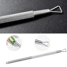 Горячие Треугольники головы ногтей гель для снятия лака инструмент Нержавеющая сталь палку стержень кутикулы Pusher лак Очиститель Nail Книги по искусству Уход Инструмент