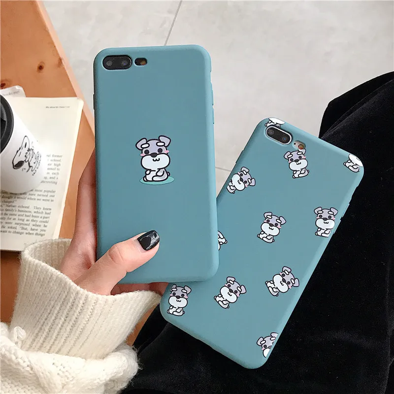 

fashion cute pet dog soft silicon cover case for iphone 6 6S 7 7plus 8 8plus X XS XR Max Bulldog Standard Schnauzer phone coque