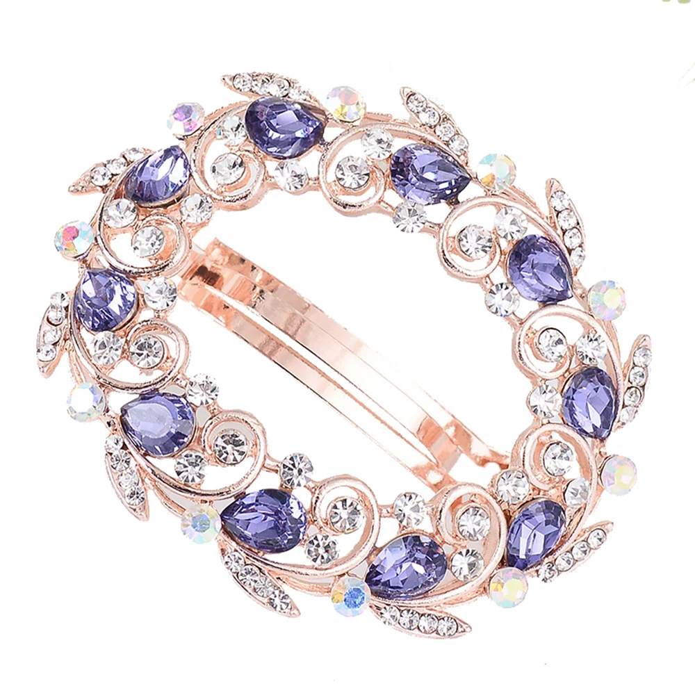 

Green/Purple/Blue Retro Crystal Rhinestone Bow Flower Hairpin Hair Clip Stick Hair Accessories
