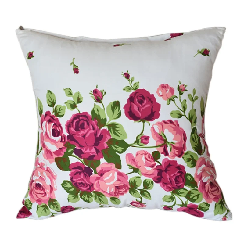 

40x40cm Silk Pillowcase Comfortable Soft Indoor Creative Fresh Printing Flower Bed Pillow Sheets Cotton Home Textile Decorative