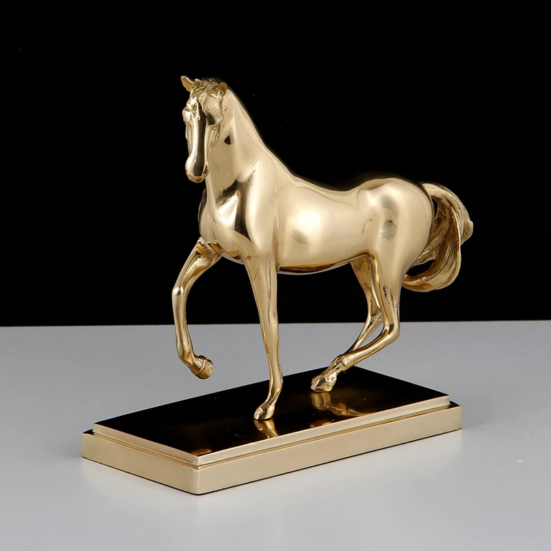 Size : 234512cm Yiwu Yic Copper Horse Decoration Treasure Basin Wealth Porsperity Figurine Best Housewarming Congratulatory Gift for Office