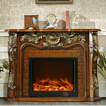 

classic French style fireplace wooden mantel W150cm electric fireplace insert firebox LED artificial optical flame decoration