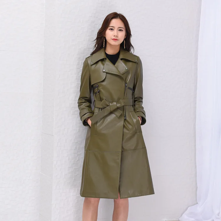 Овчина куртка из натуральной кожи женская одежда весна корейский элегантный длинный плащ Высокое качество ZT2271