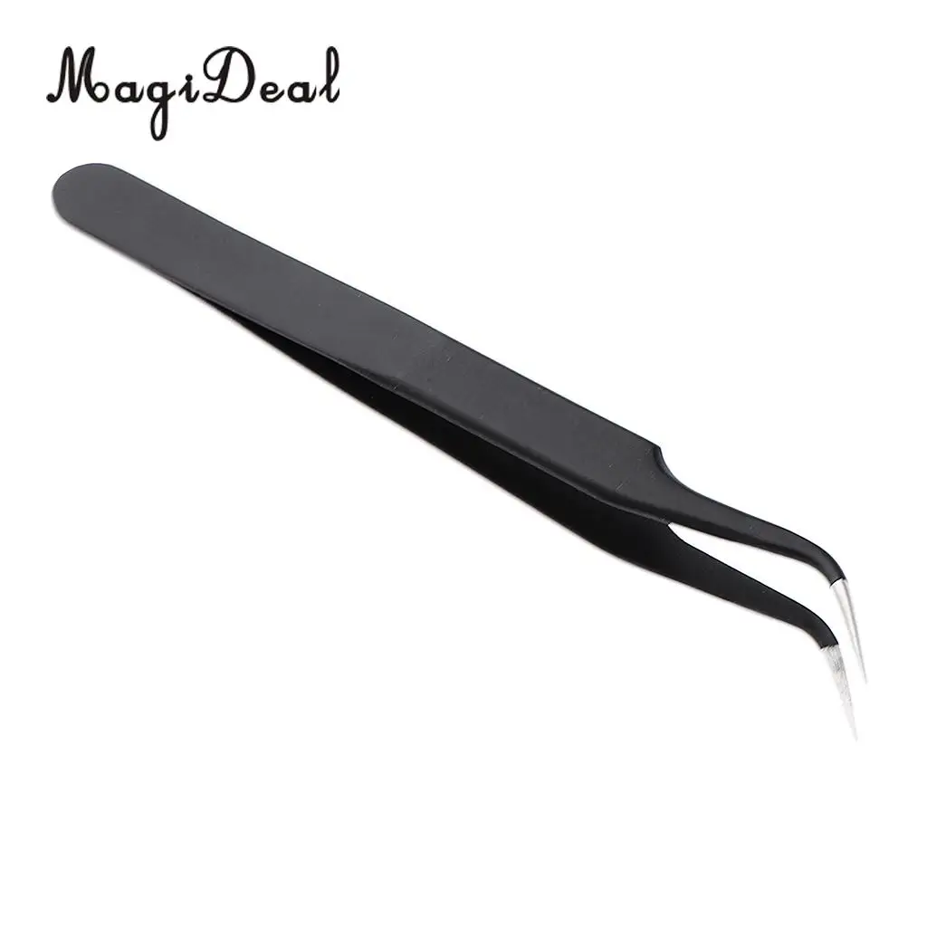 Stainless Steel Eyelash Extension Tweezer Pincet Vetus Makeup Tools, Curved / Straight