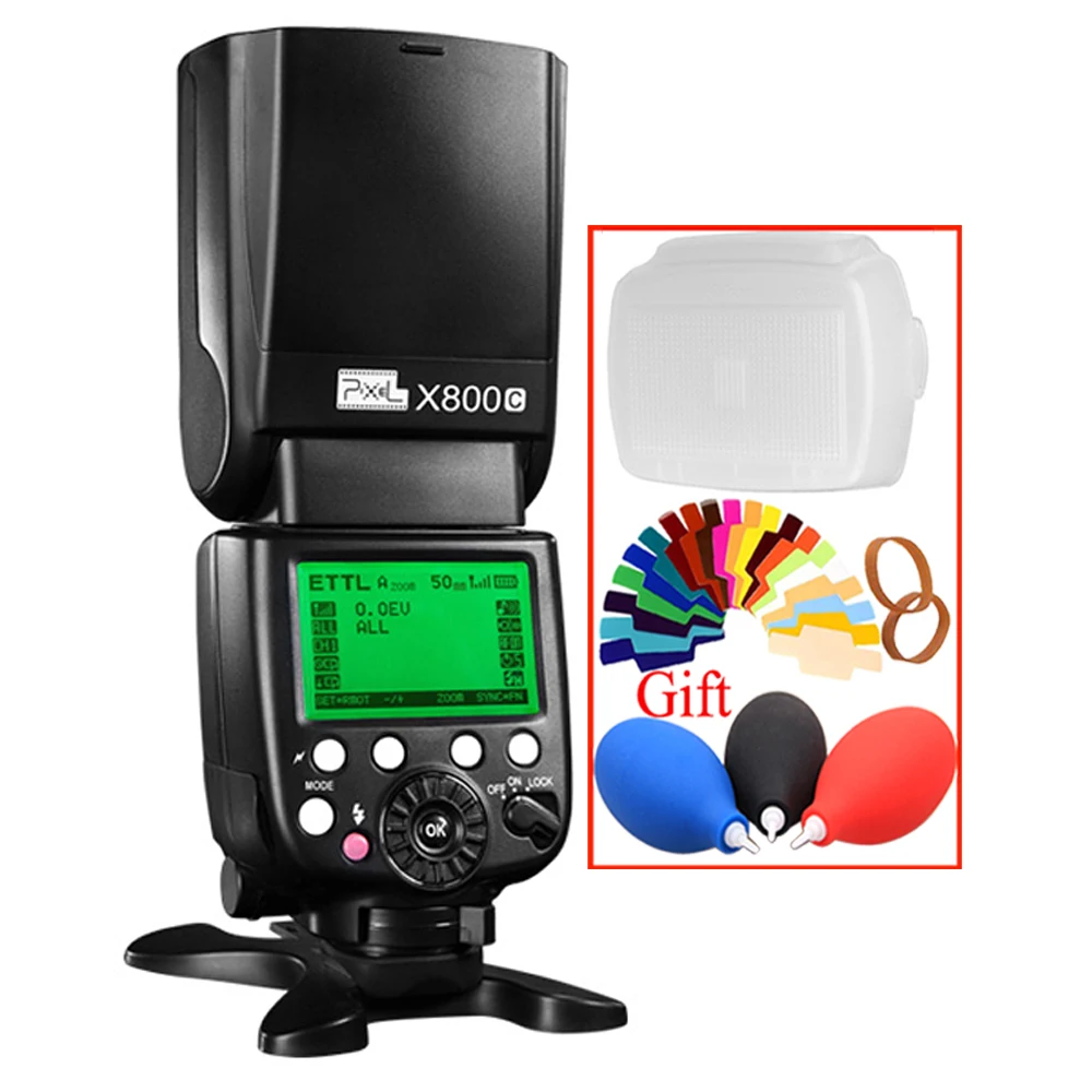 

Pixel X800C PRO GN60 E-TTL Master/Slave 2.4G Wireless Flash Speedlite for Canon DSLR camera