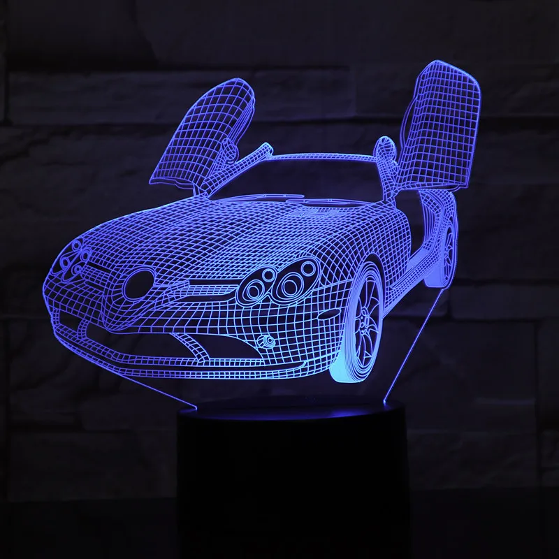 Гоночный автомобиль купе с двумя дверями спортивный автомобиль Ferrari 3D визуальная иллюзия Лампа детский Ночной светильник Стильный автомобильный светильник