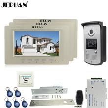 JERUAN 7“ LCD video door phone Entry intercom system kit Aluminum panel 700TVL RFID Access IR Night Vision Camera 1V3 In stock