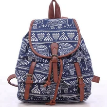 2017 Vintage Éléphant Impression Sacs À Dos Cordon Toile Sac À Dos Mochila escolares femininas Fille Cartable Voyage Sac À Dos L834