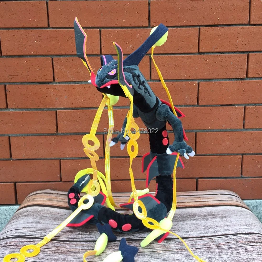 Аниме-игрушка мегаэволюция Rayquaza плюшевые игрушки зеленый блестящий черный дракон Мягкий чучело мультфильм Омега Рубиновая кукла 80 см