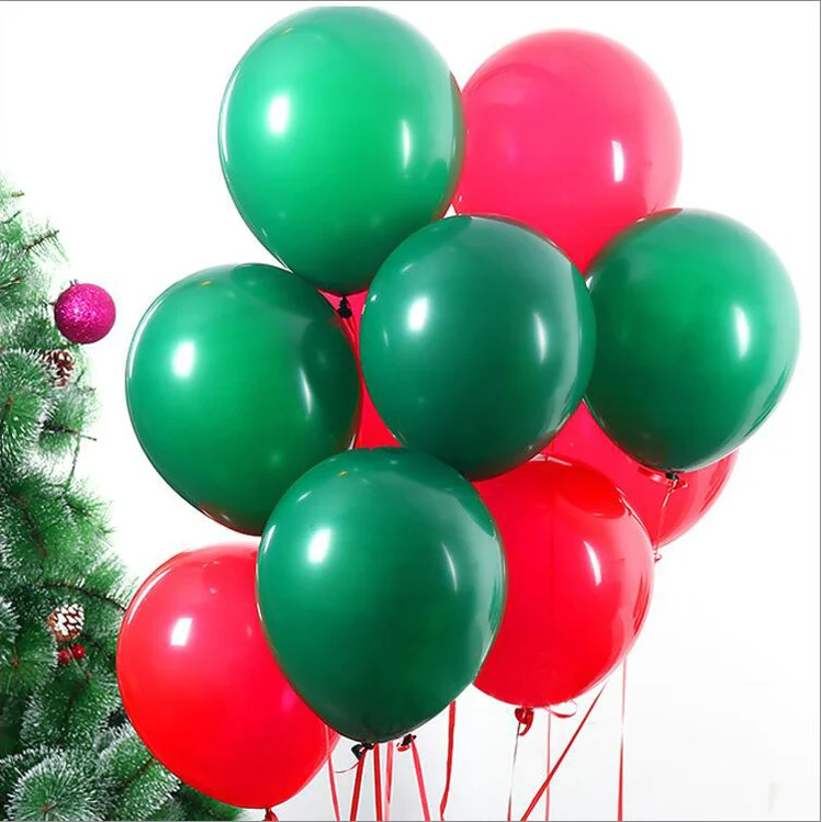 

30pcs 12" Christmas decoration Red Green Latex Balloons Good quality party balloon decoration picture background Helium Balloon