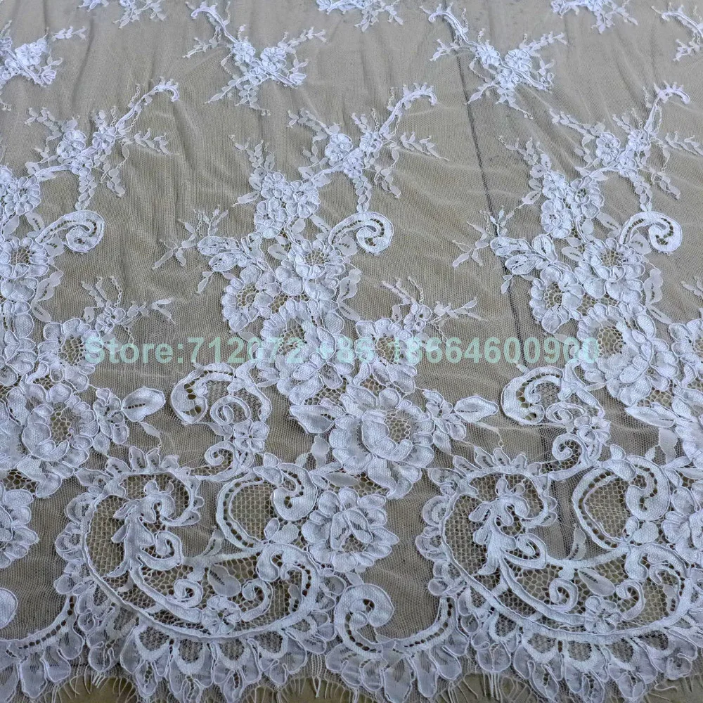 

La Belleza Off white cord wedding dreess french lace fabric 55'' width 3 meters length by piece