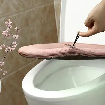 

Warm Soft Toilet Cover Seat Lid Pad Zipper Toilet Seat Case Washable Cute Embroidered Cartoon Thicken Toilet Seat Covers