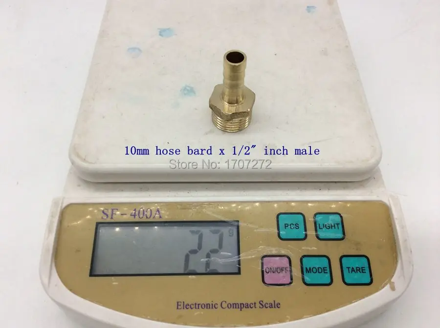 Free Shipping Copper Fitting 10mm Hose Barb X 1/2" Inch Male Bsp Length