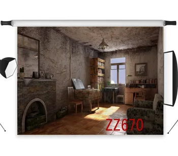 Billige LB Polyester & Vinyl Altes Zimmer Verschimmelt Wand Bücherregal Schreibtisch Sonnenschein Hintergründe Für Foto Studio Fotografie Kulissen Dekoration