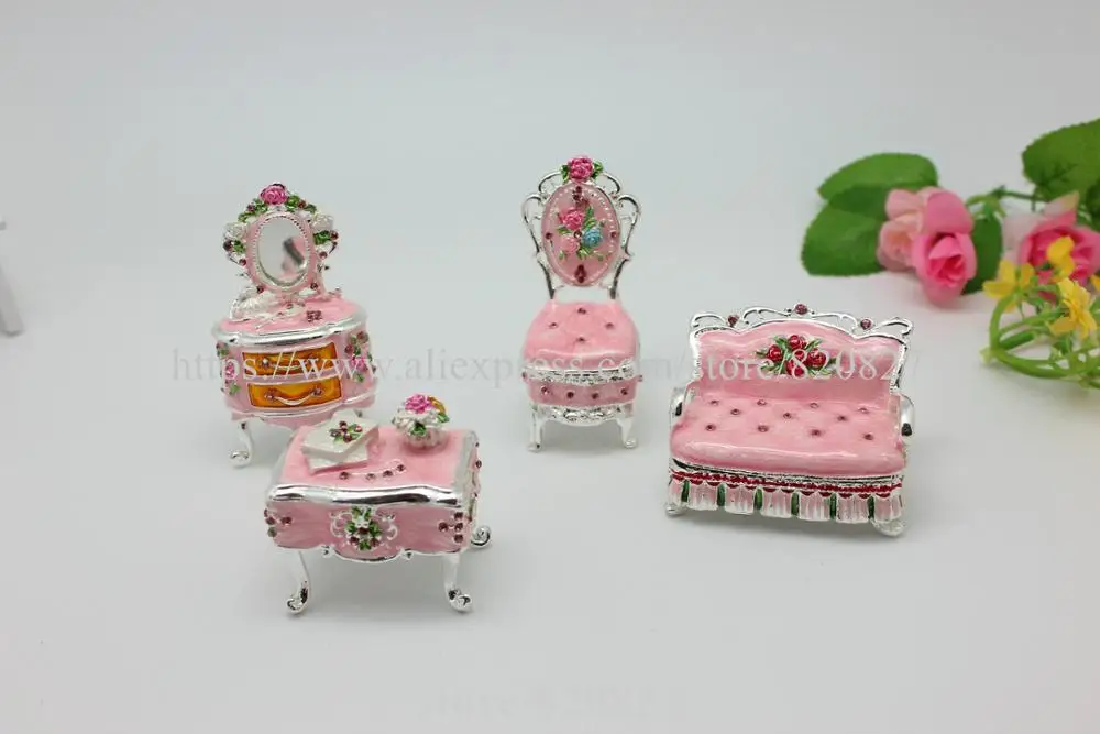 

Pink Miniature Antique Chair Jewelry Trinket Box Bejeweled Chinese Chair Shaped Decorative Wedding Gift