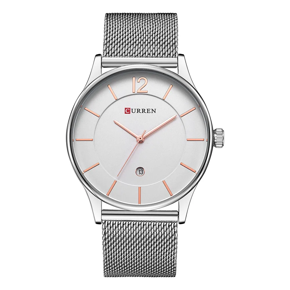 Мужские часы лучший бренд класса люкс 30 м Водонепроницаемый ультра тонкий Дата часы мужской стальной ремешок Повседневная Кварцевые часы мужские спортивные наручные часы - Цвет: silver white