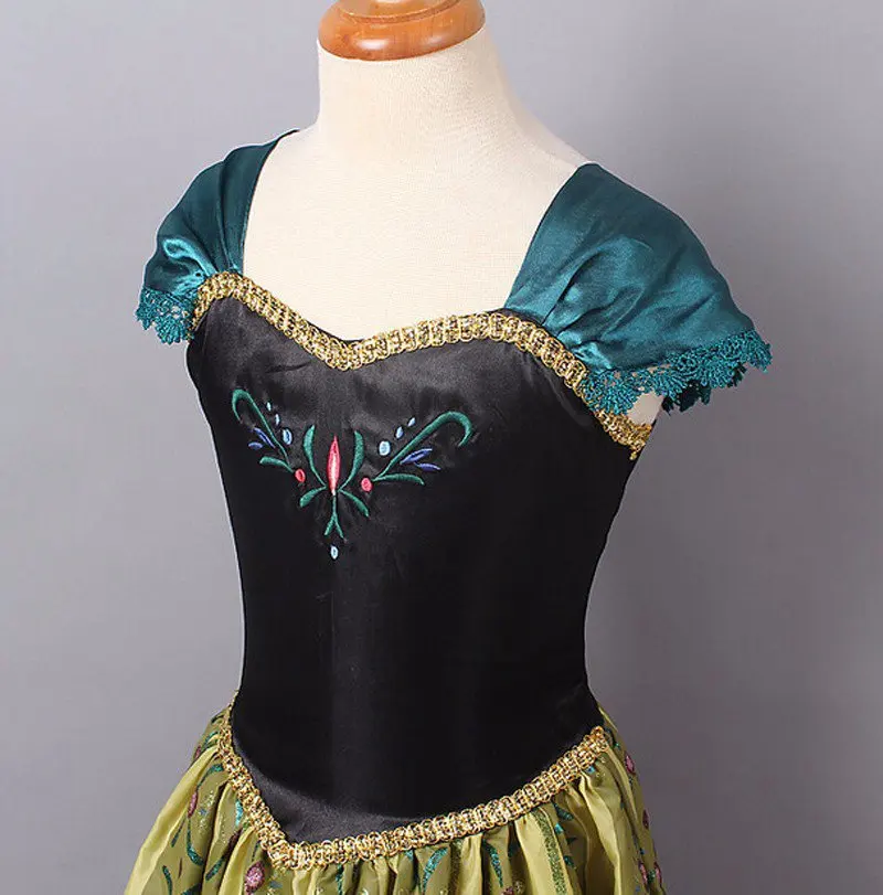 VOGUEON/платье принцессы Анны для коронации для девочек; детское летнее платье без рукавов с цветочной вышивкой; карнавальный костюм Анны для девочек на Хэллоуин; фантазийный костюм
