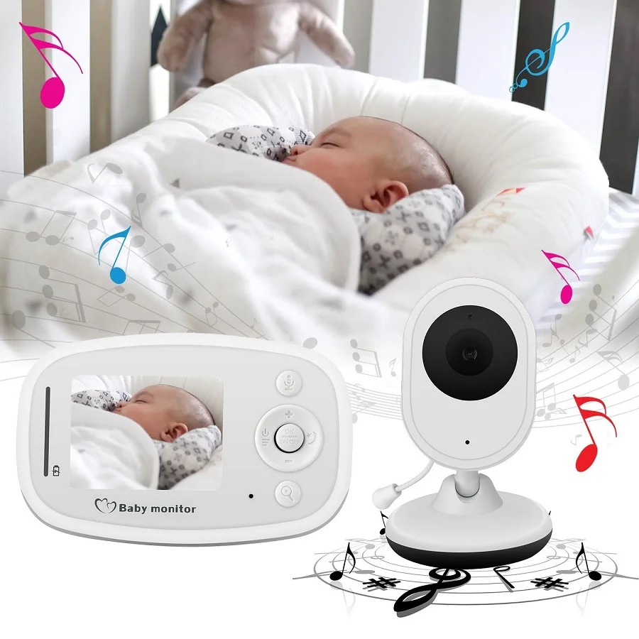 

Babykam audio nanny baby monitor with camera 2.4 inch IR Night Vision Intercom Temperature Sensor Zoom baby monitor for newborns