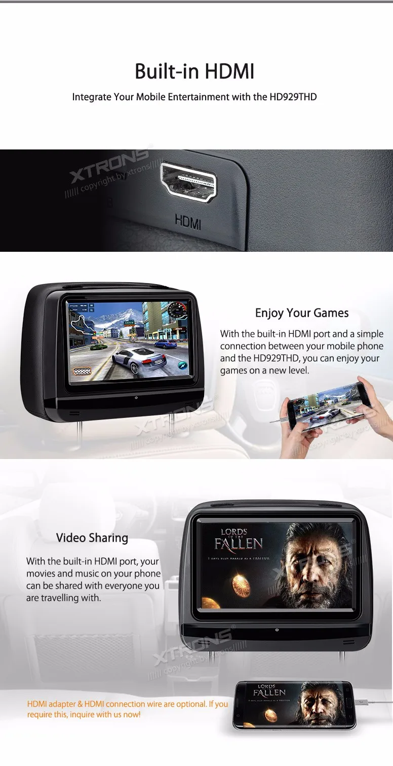 Top One Pair 9" Touch Screen Headrest Car DVD Car Headrest DVD Headrest Car Monitor DVD with HDMI Port & Adjustable Viewing Angles 7