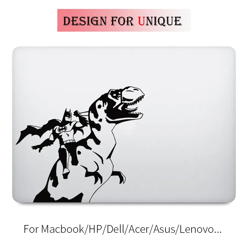 

Batman Rides Dinosaur Comic Decal Laptop Sticker for Apple Macbook Pro Air Retina 11 12 13 15 inch Vinyl Mac Surface Book Skin