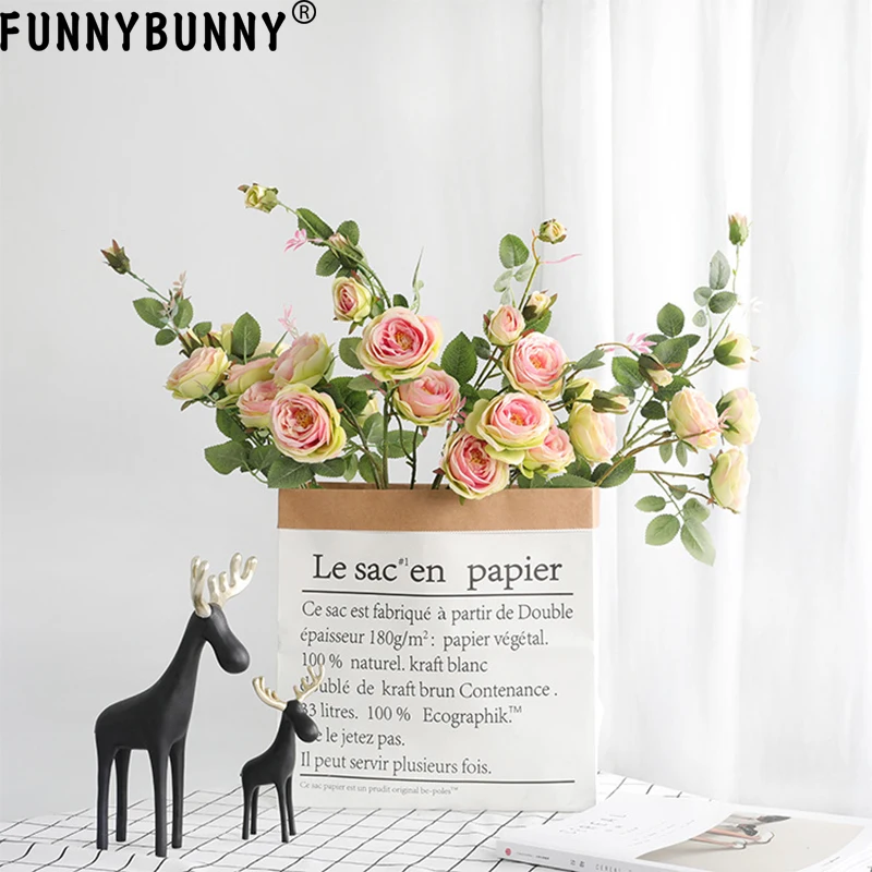

FUNNYBUNNY Simulation Flower Wholesale Single French Romantic Rose Wedding Ceiling Simulation Rose Fake Flower