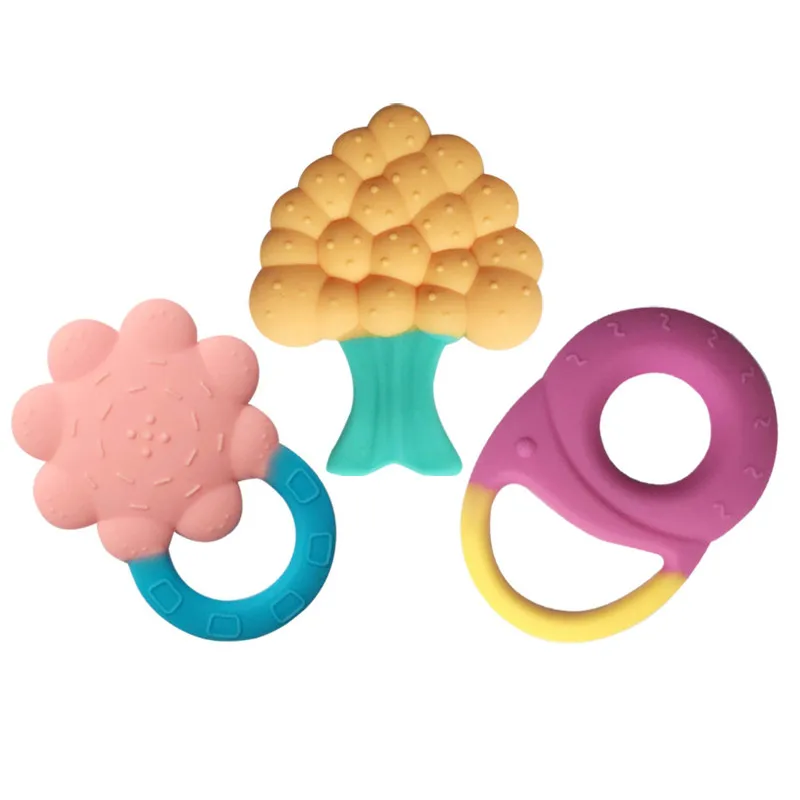 3pcs/lot Infant silicone massage teether teething baby tooth bite teether silicone cartoon toys