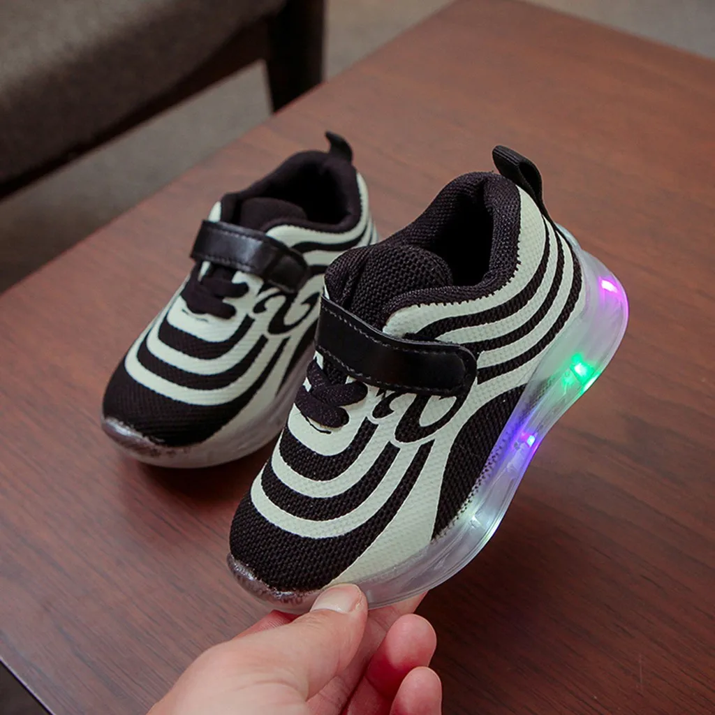 New Breathable Children Kid Baby Girls Boys Mesh Led Luminous Sport Run Sneakers Casual Shoes Fashionable Kids shoes Autumn