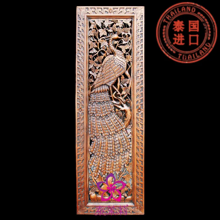 Embossed wood carving teak wood crafts peacock carved ...