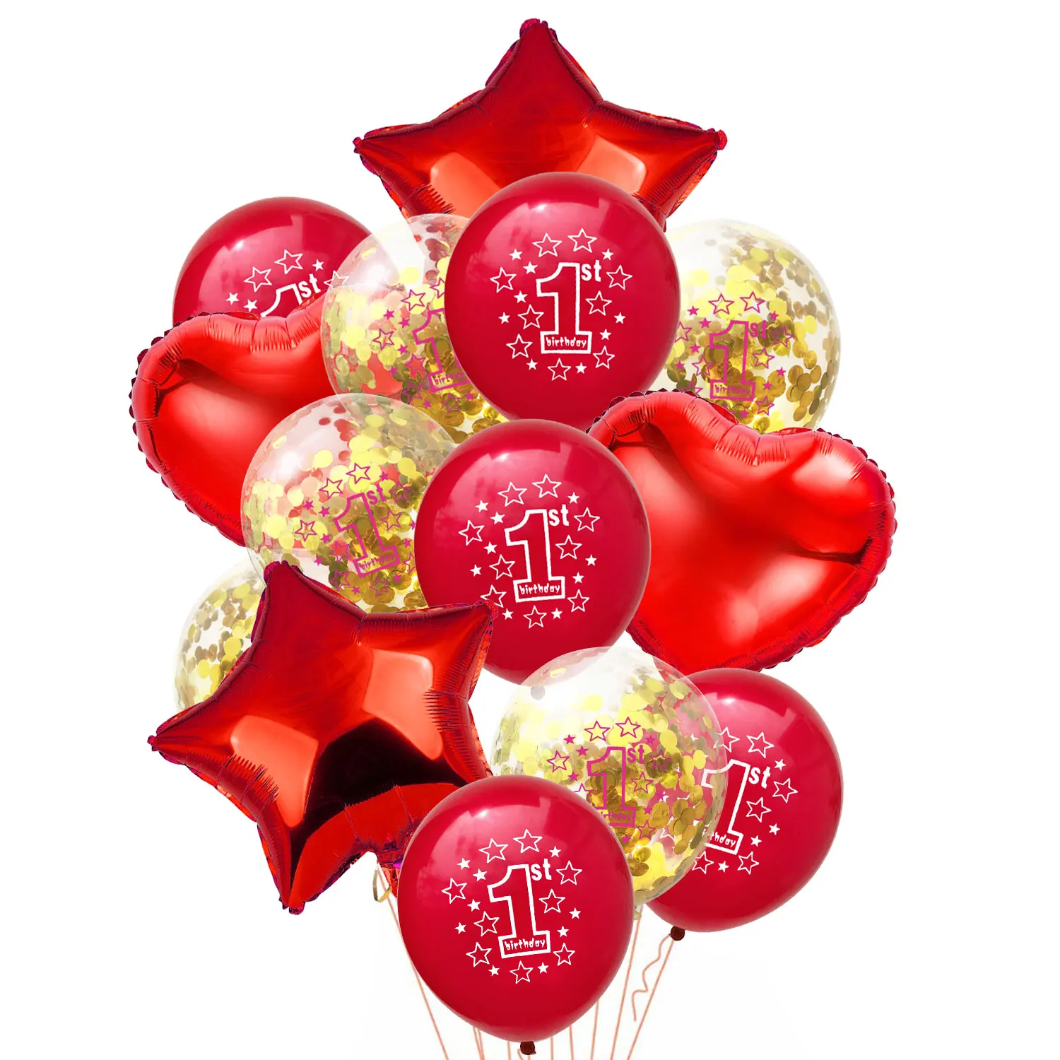 ZLJQ 14 шт. 1 с днем рождения конфетти латексные шары для маленьких мальчиков и девочек вечерние украшения 1 год поставки первый день рождения для детей - Цвет: set 6